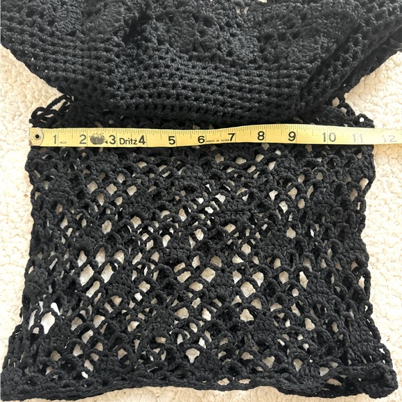 Fashion Nova Crochet Gypsy Hippie Top Off Shoulder Ruffle S/M Open Knit Festival - Picture 10 of 12